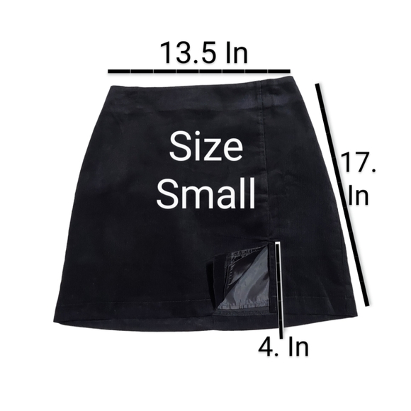 Timing, corduroy mini skirt womens Sz. S.M.L. black slit zipper new high waisted - Picture 6 of 15